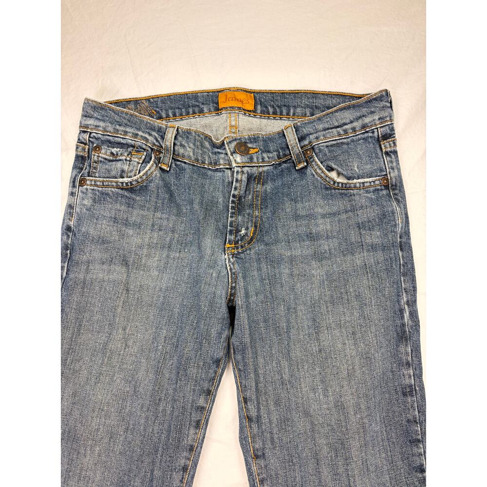 VTG Y2K James low rise flare jeans, dark vintage wash, Size 28. retro, hemmed - Picture 2 of 5